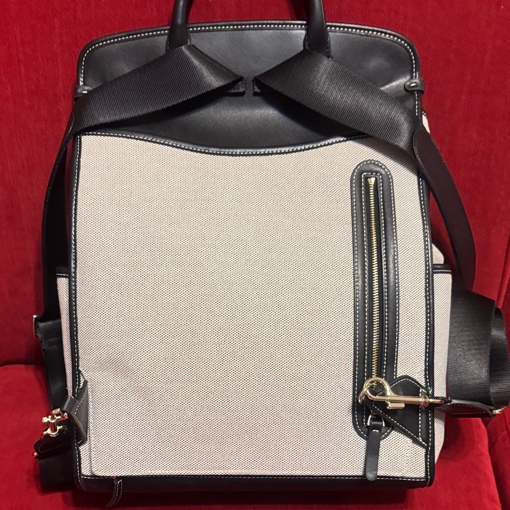 Two-Tone Black and Gray Structured Backpack Tote - Picture 10 of 13